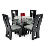 JUEGO DE COMEDOR DE VIDRIO LINEAL 4 SILLAS